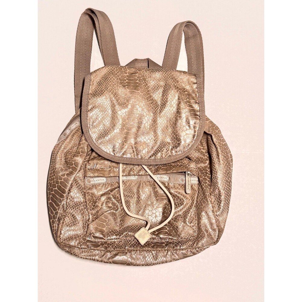 LESPORTSAC Small Backpack in Golden Foil Snake Print (Bx 3)